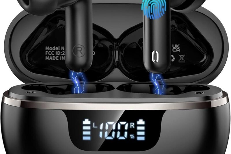 Wireless Earbuds, 2026 Bluetooth 5.4 Headphones HiFi Stereo 50H In Ear Buds | HiFi Stereo, Deep Bass with ENC Noise Cancelling Mics, IP7 Waterproof Wireless Earphones with LED Display, Fast Charging Case