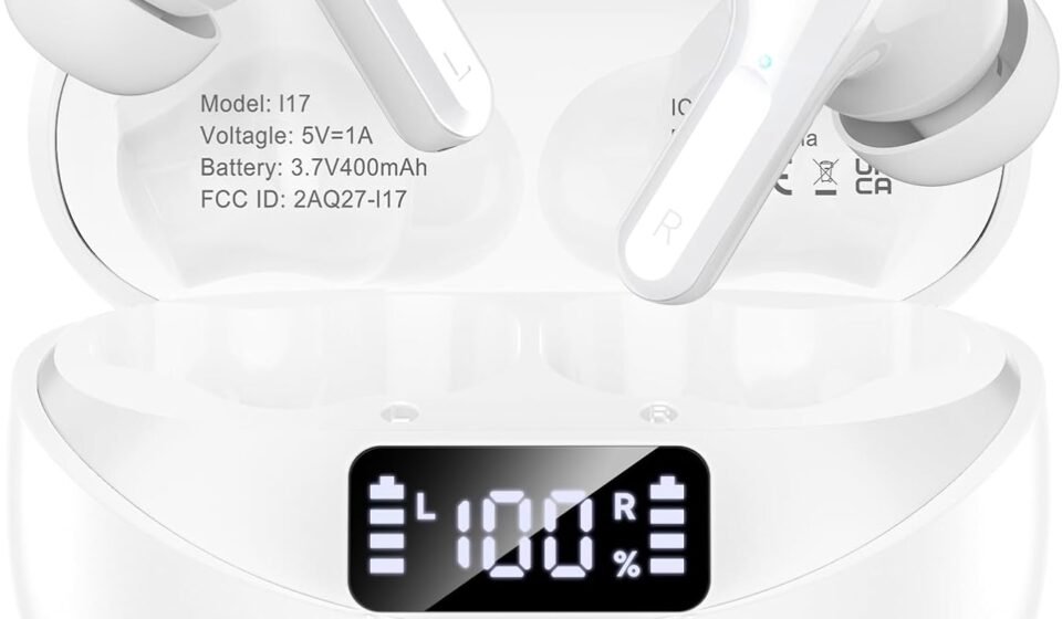 Wireless Earbuds, Bluetooth 5.4 Headphones HIFI Stereo/Crystal clear, White
