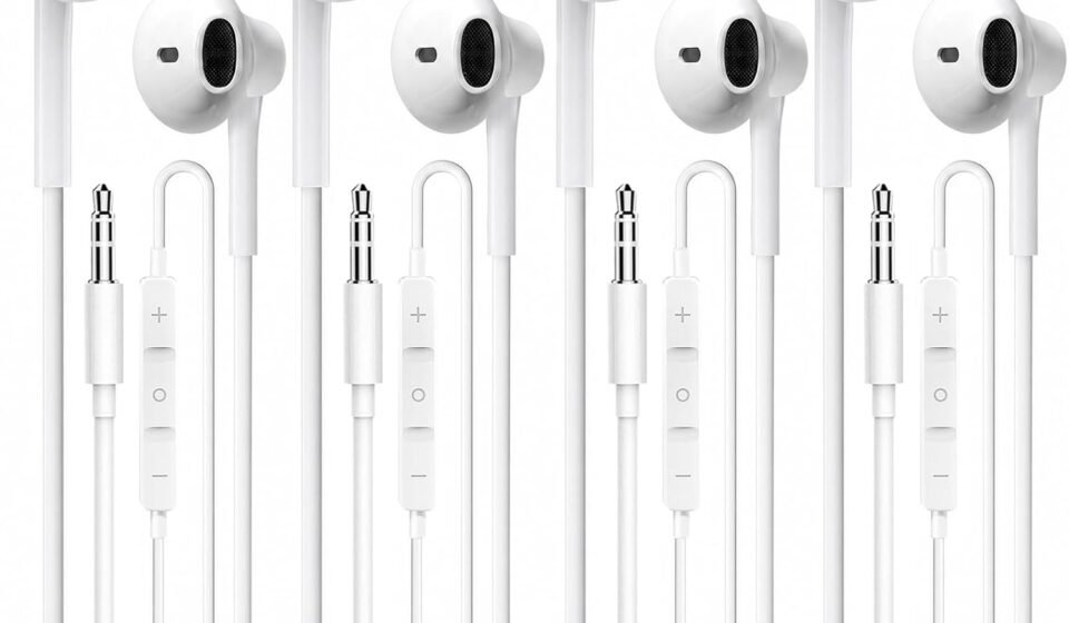 Wired Earbuds 4 Pack, Earbuds HiFi Stereo Wired Earphones Headphones with Microphone Volume Control Compatible with iPad, Laptop, MP3, Android Smartphones, Fits All 3.5mm Jack Device