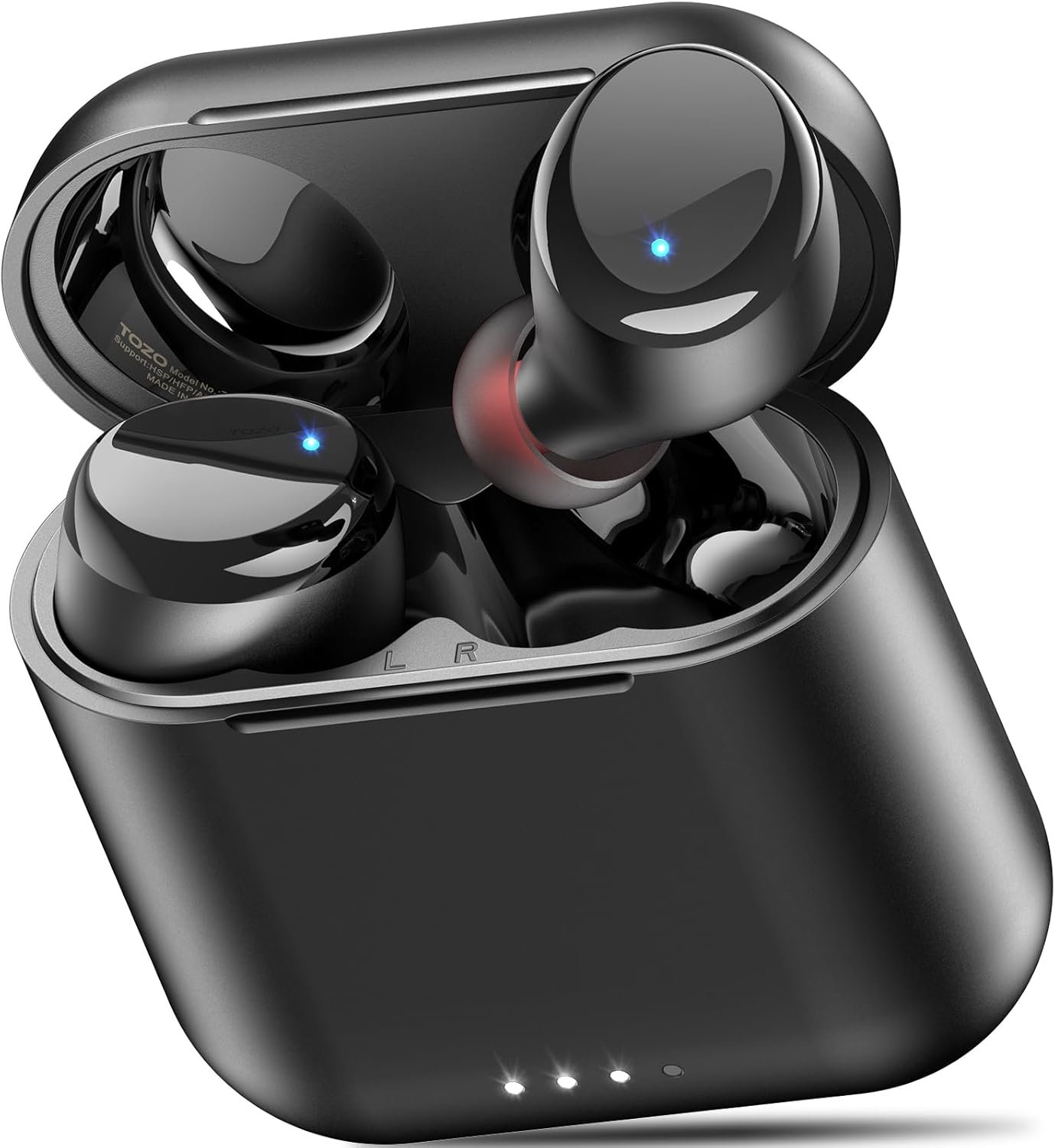 TOZO T6 Wireless Earbuds Bluetooth 5.3 Stereo Sound in Ear Headphones | 50H Playtime Wireless Charging Case App Customizable EQs IPX8 Waterproof Earphones Dark Black